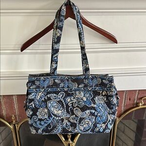 Vera Bradley Blue and Black Paisley Tote Bag with matching pouch